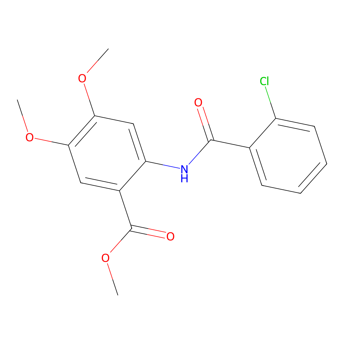 Methyl 2-{[(2-chlorophenyl)carbonyl]amino}-4,5-dimethoxybenzoate molecular structure, CAS 693229-24-2