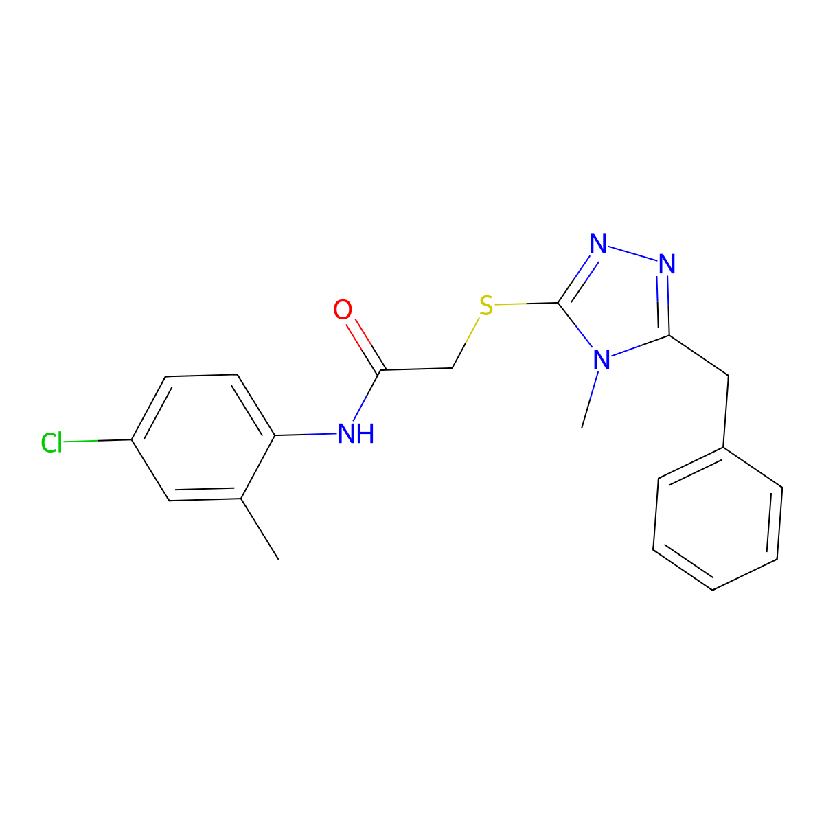 2-[(5-benzyl-4-methyl-1,2,4-triazol-3-yl)sulfanyl]-N-(4-chloro-2-methylphenyl)acetamide molecular structure, CAS 693229-36-6