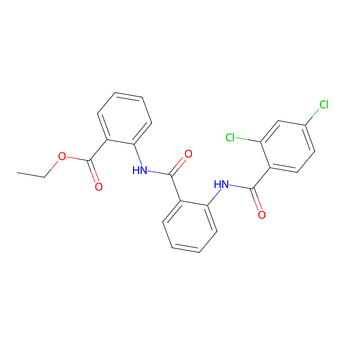 Ethyl 2-{[(2-{[(2,4-dichlorophenyl)carbonyl]amino}phenyl)carbonyl]amino}benzoate molecular structure, CAS 693229-48-0
