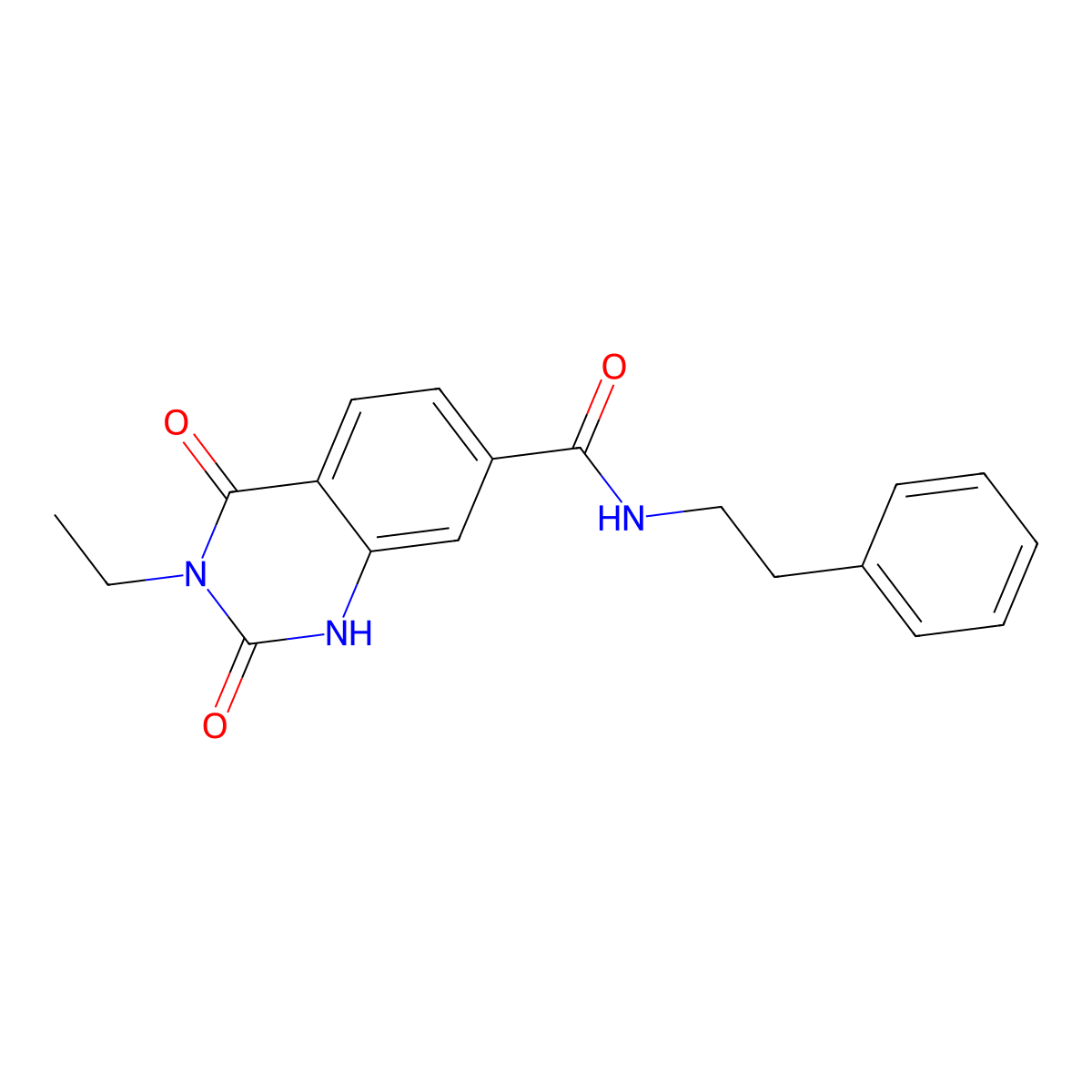 3-ethyl-2,4-dioxo-N-(2-phenylethyl)-1,2,3,4-tetrahydroquinazoline-7-carboxamide molecular structure, CAS 693229-66-2