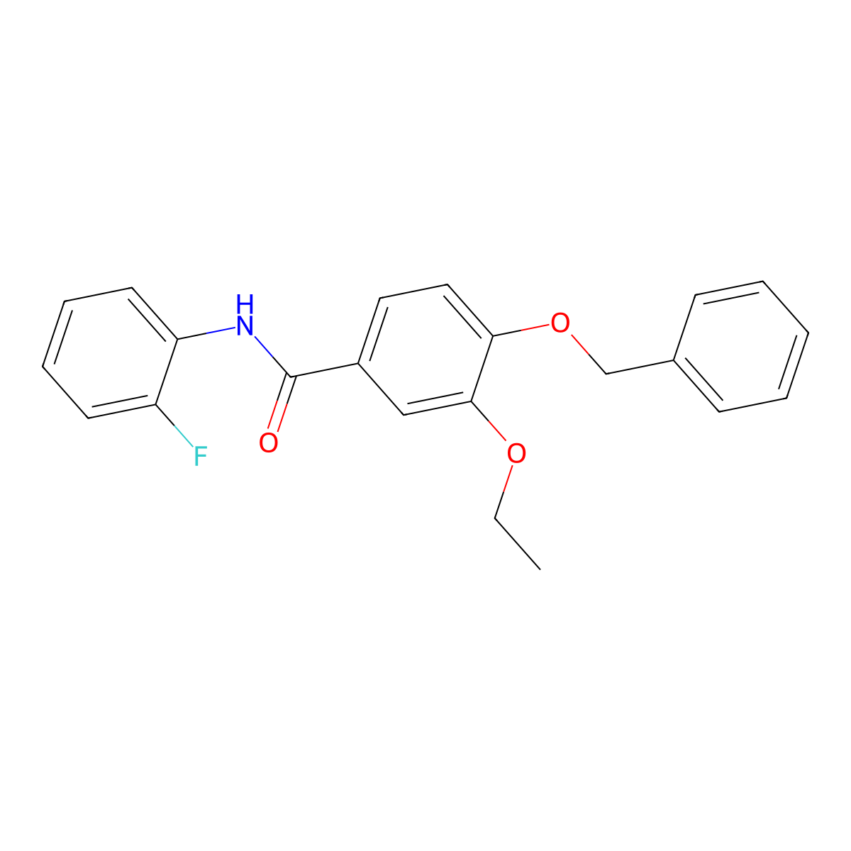 3-ethoxy-N-(2-fluorophenyl)-4-phenylmethoxybenzamide molecular structure, CAS 693229-91-3