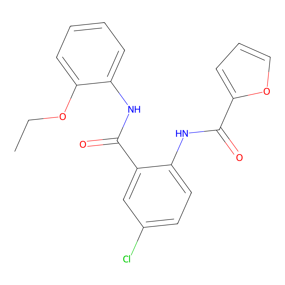 N-[4-chloro-2-[(2-ethoxyanilino)-oxomethyl]phenyl]-2-furancarboxamide molecular structure, CAS 693230-00-1