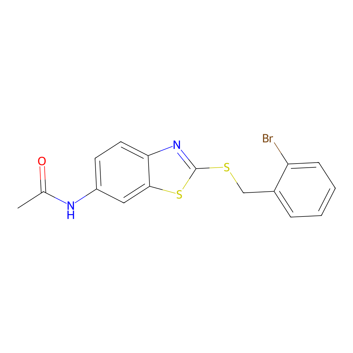 N-{2-[(2-bromobenzyl)sulfanyl]-1,3-benzothiazol-6-yl}acetamide molecular structure, CAS 693230-01-2