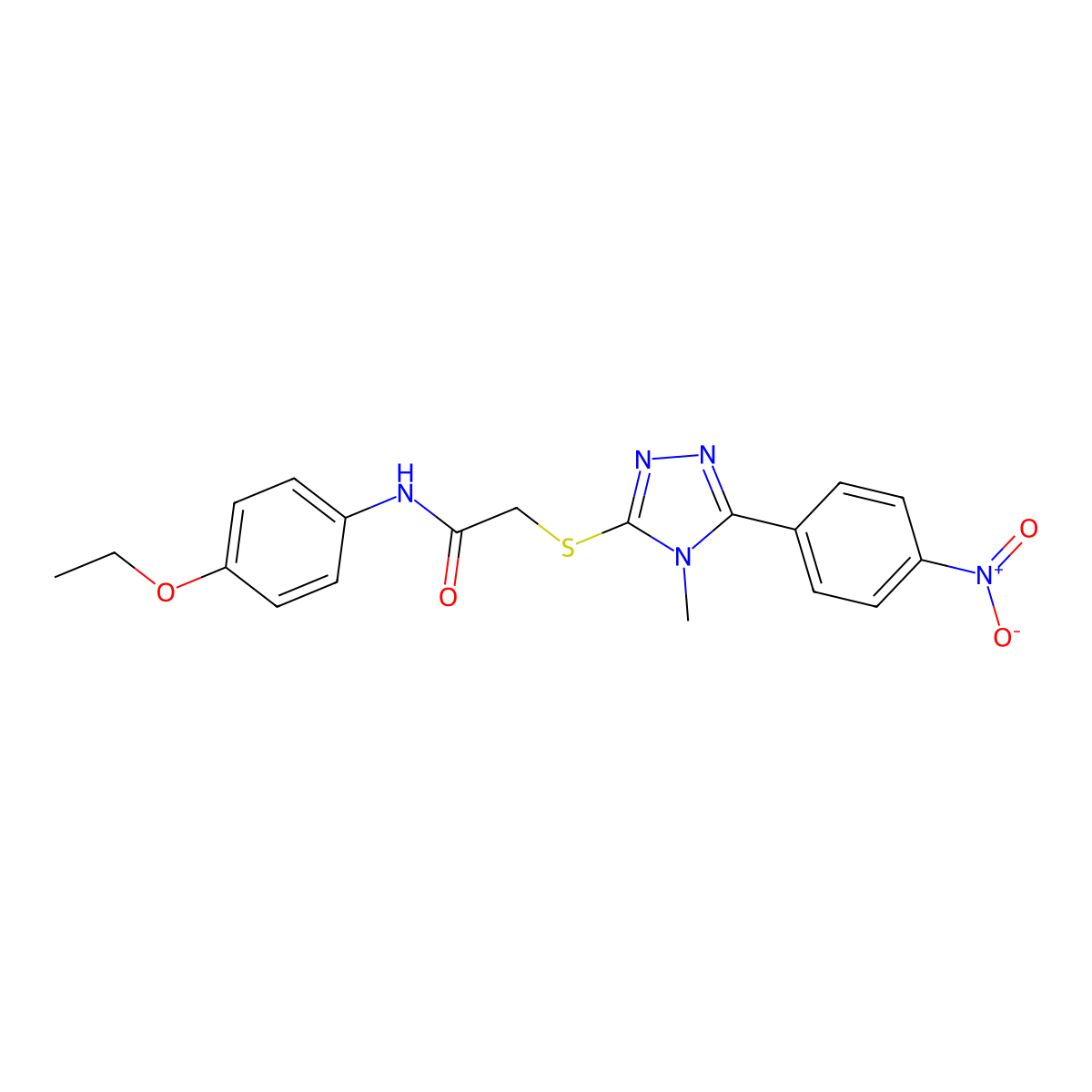 N-(4-ethoxyphenyl)-2-[[4-methyl-5-(4-nitrophenyl)-1,2,4-triazol-3-yl]sulfanyl]acetamide molecular structure, CAS 693230-09-0