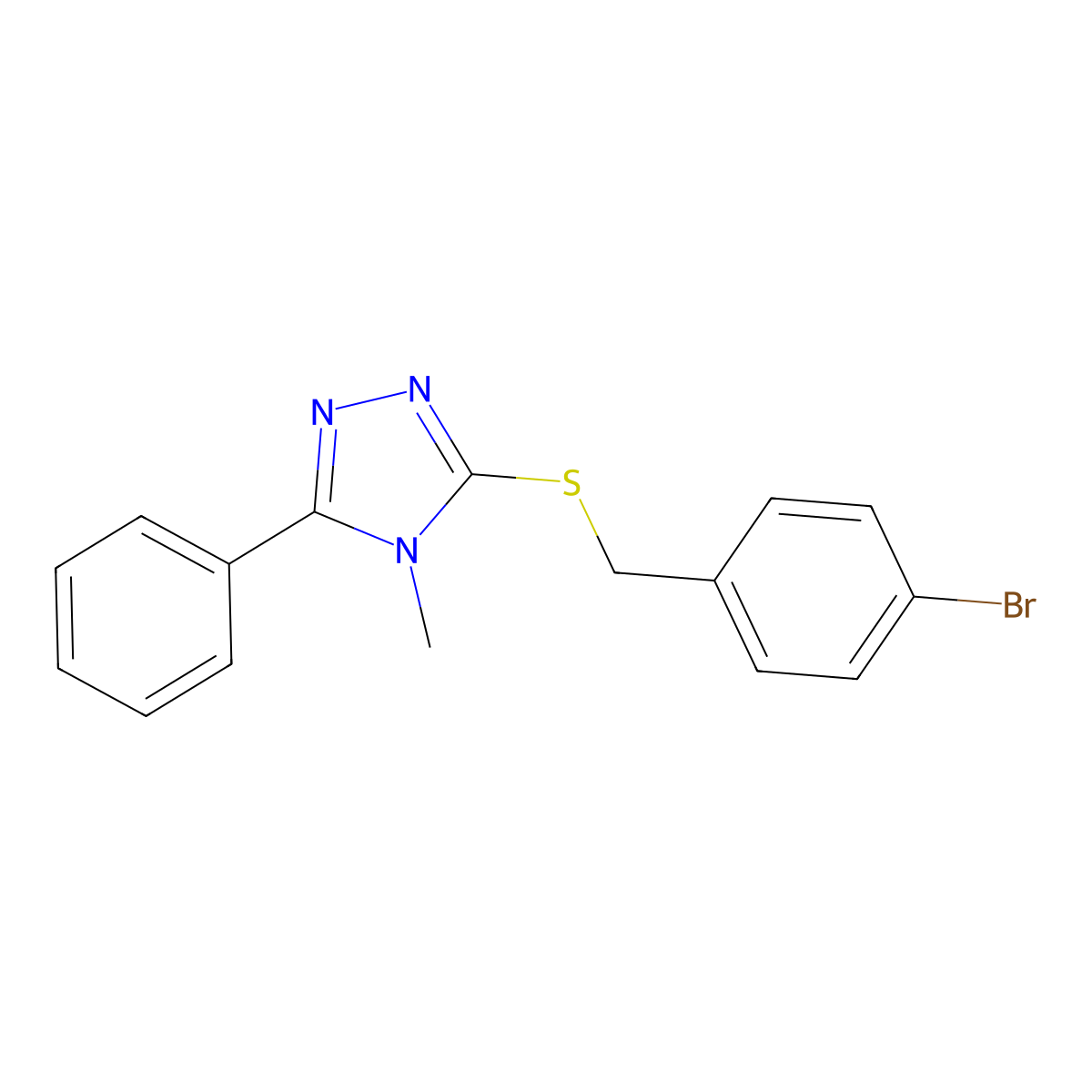 3-[(4-bromobenzyl)sulfanyl]-4-methyl-5-phenyl-4H-1,2,4-triazole molecular structure, CAS 693230-10-3
