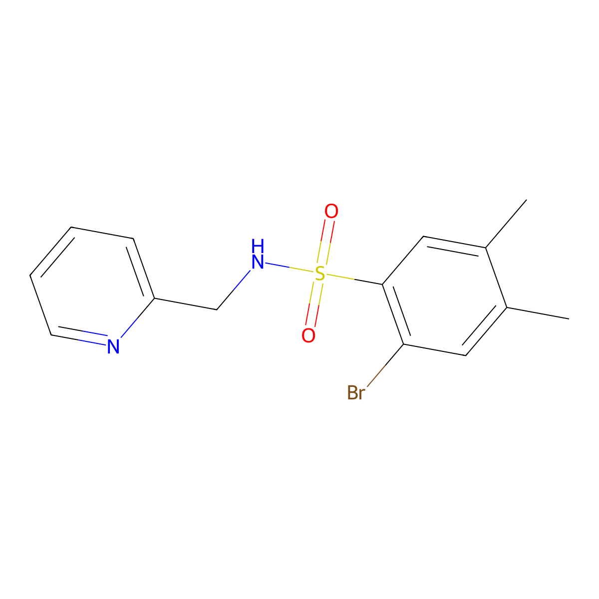2-bromo-4,5-dimethyl-N-(pyridin-2-ylmethyl)benzenesulfonamide molecular structure, CAS 693230-11-4