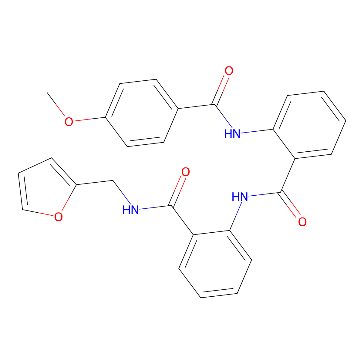 N-[2-(furan-2-ylmethylcarbamoyl)phenyl]-2-[(4-methoxybenzoyl)amino]benzamide molecular structure, CAS 693230-20-5