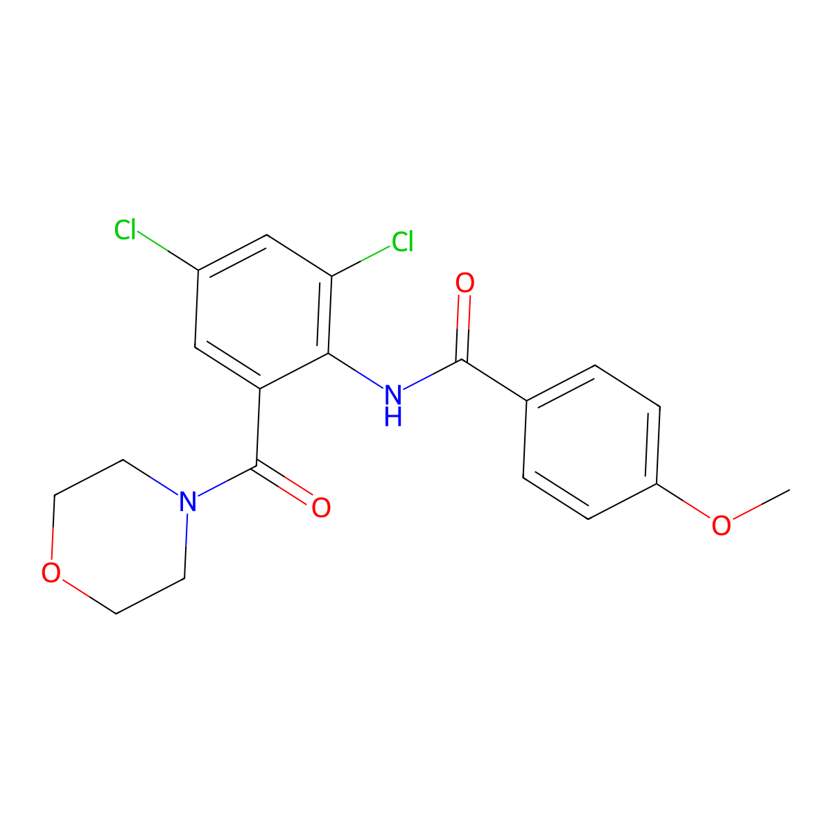 N-[2,4-dichloro-6-(4-morpholinylcarbonyl)phenyl]-4-methoxybenzamide molecular structure, CAS 693230-23-8