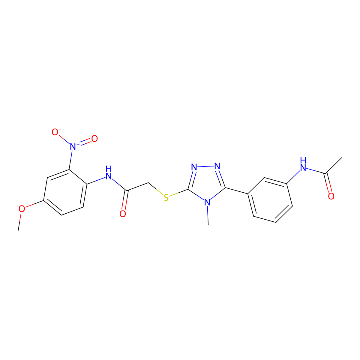 2-[[5-(3-acetamidophenyl)-4-methyl-1,2,4-triazol-3-yl]sulfanyl]-N-(4-methoxy-2-nitrophenyl)acetamide molecular structure, CAS 693230-29-4