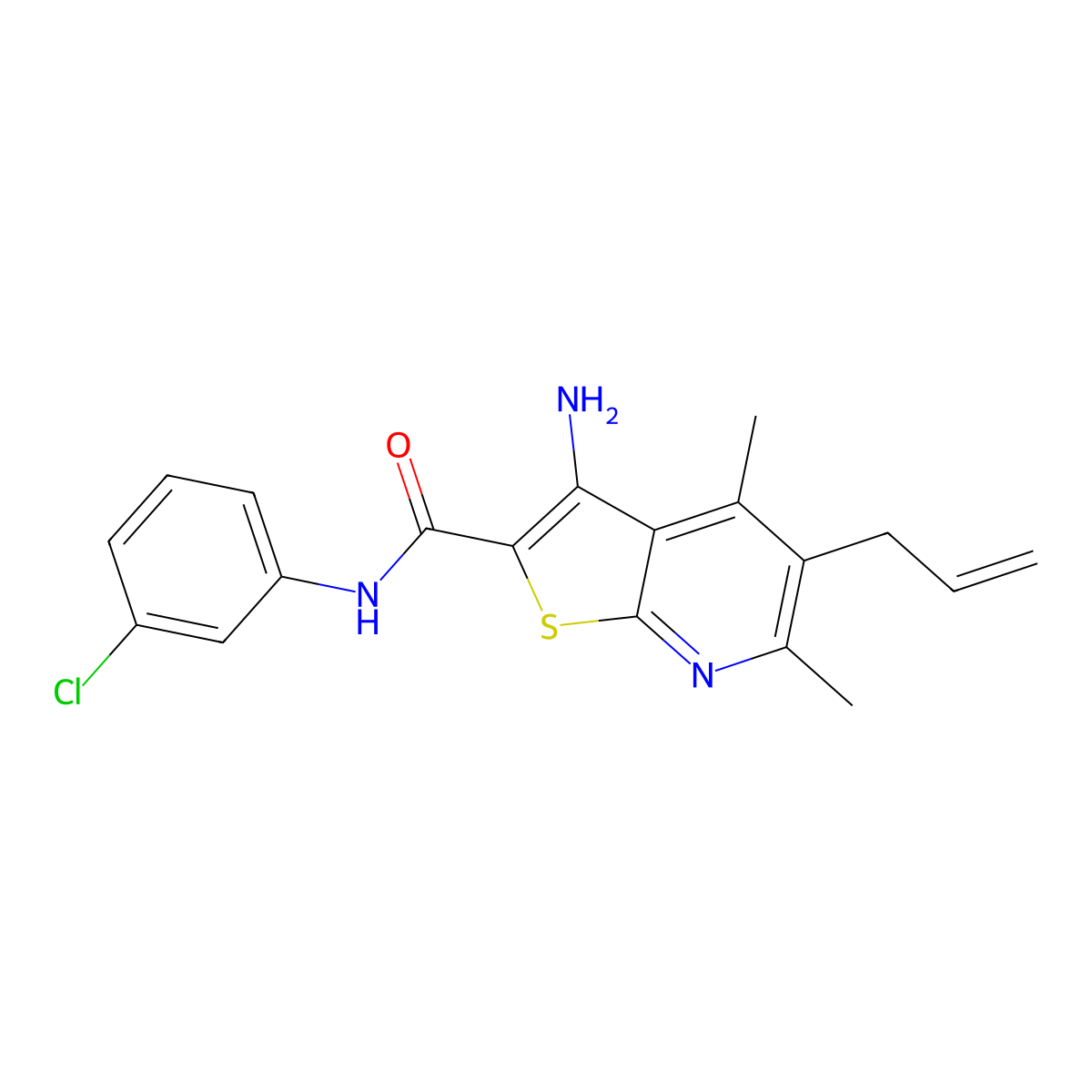 3-amino-N-(3-chlorophenyl)-4,6-dimethyl-5-prop-2-enylthieno[2,3-b]pyridine-2-carboxamide molecular structure, CAS 693230-37-4