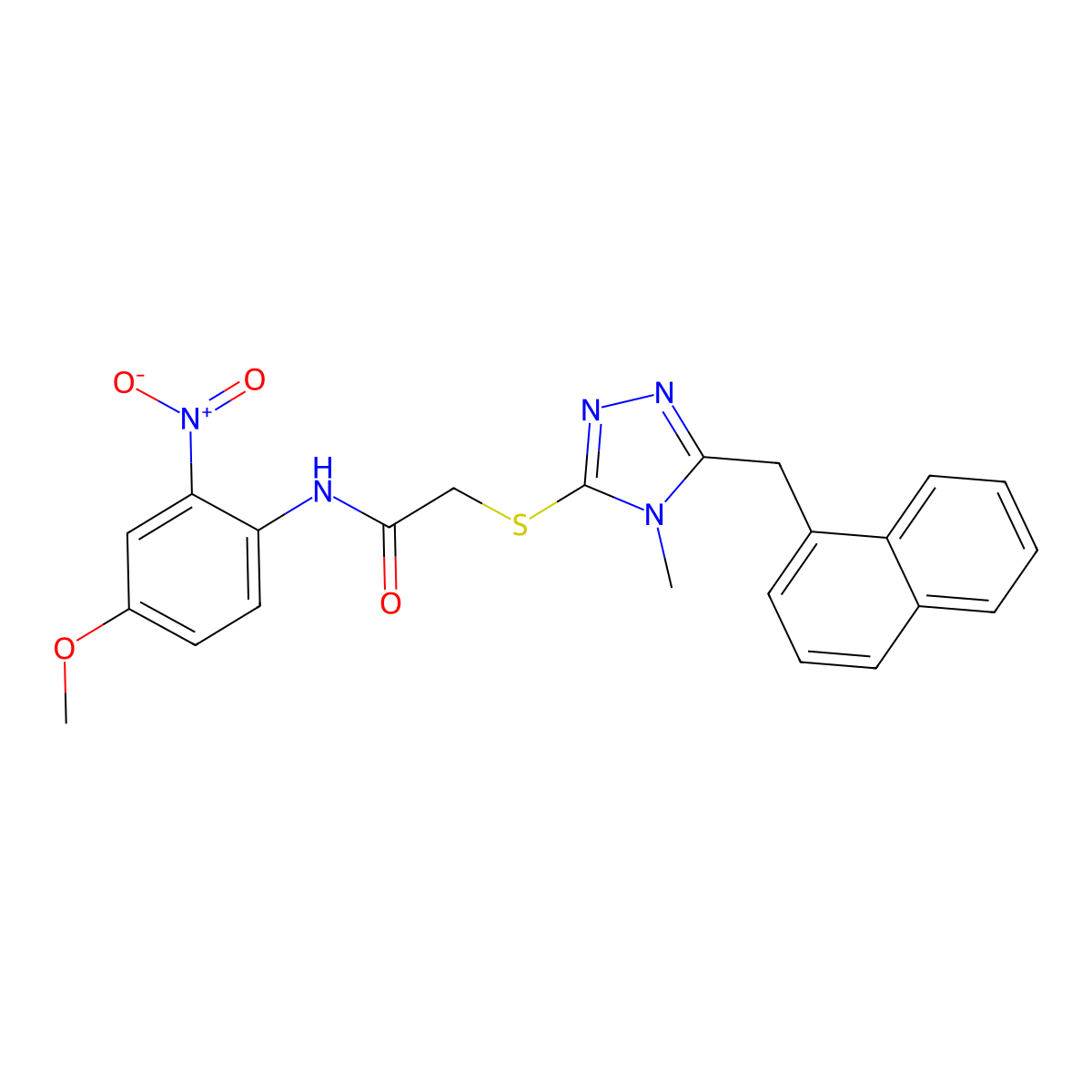 N-(4-methoxy-2-nitrophenyl)-2-[[4-methyl-5-(naphthalen-1-ylmethyl)-1,2,4-triazol-3-yl]sulfanyl]acetamide molecular structure, CAS 693230-46-5