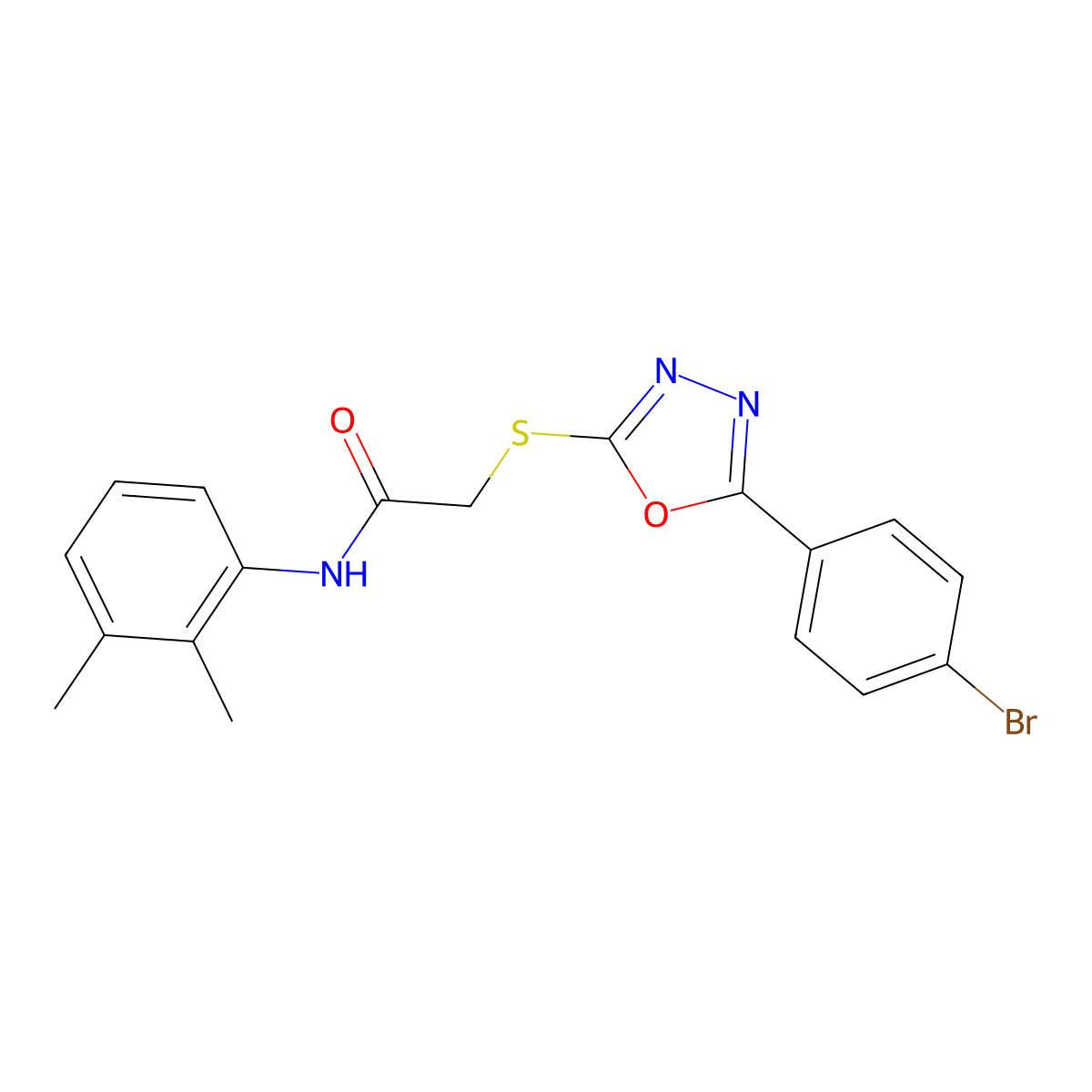 2-[[5-(4-bromophenyl)-1,3,4-oxadiazol-2-yl]sulfanyl]-N-(2,3-dimethylphenyl)acetamide molecular structure, CAS 693230-53-4