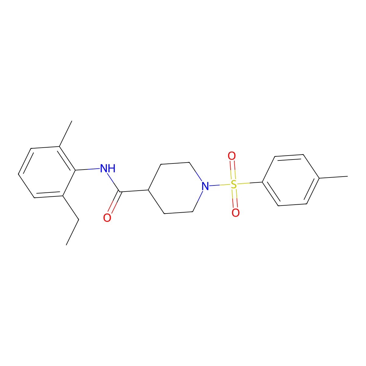 N-(2-ethyl-6-methylphenyl)-1-(4-methylphenyl)sulfonylpiperidine-4-carboxamide molecular structure, CAS 693230-56-7