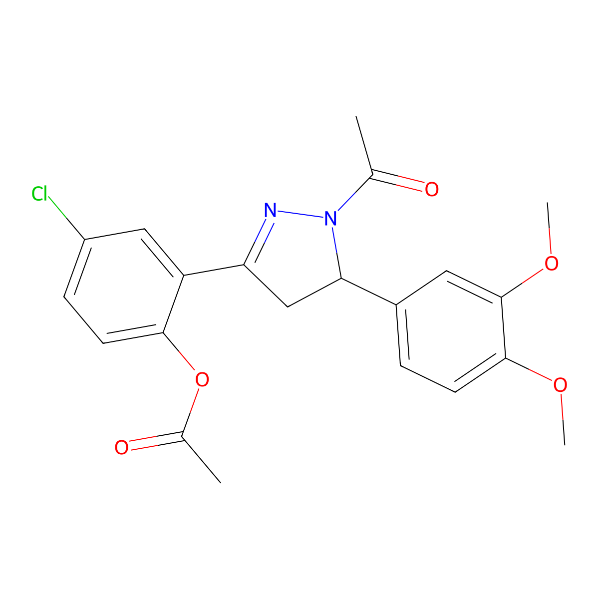 [2-[2-Acetyl-3-(3,4-dimethoxyphenyl)-3,4-dihydropyrazol-5-yl]-4-chlorophenyl] acetate molecular structure, CAS 693230-62-5