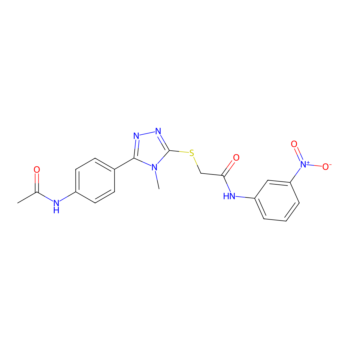 2-[[5-(4-acetamidophenyl)-4-methyl-1,2,4-triazol-3-yl]sulfanyl]-N-(3-nitrophenyl)acetamide molecular structure, CAS 693230-65-8