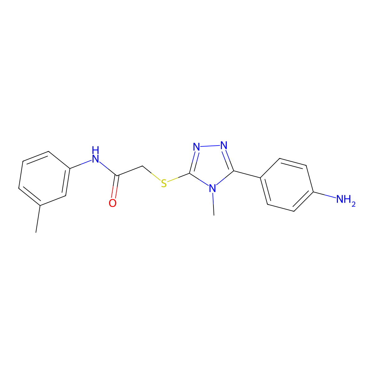 2-[[5-(4-aminophenyl)-4-methyl-1,2,4-triazol-3-yl]sulfanyl]-N-(3-methylphenyl)acetamide molecular structure, CAS 693230-71-6