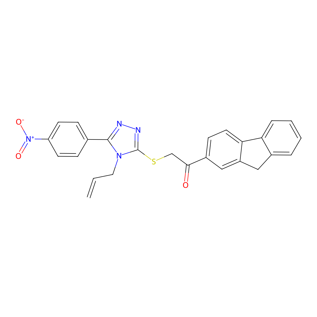 1-(9H-fluoren-2-yl)-2-[[5-(4-nitrophenyl)-4-prop-2-enyl-1,2,4-triazol-3-yl]sulfanyl]ethanone molecular structure, CAS 693230-72-7