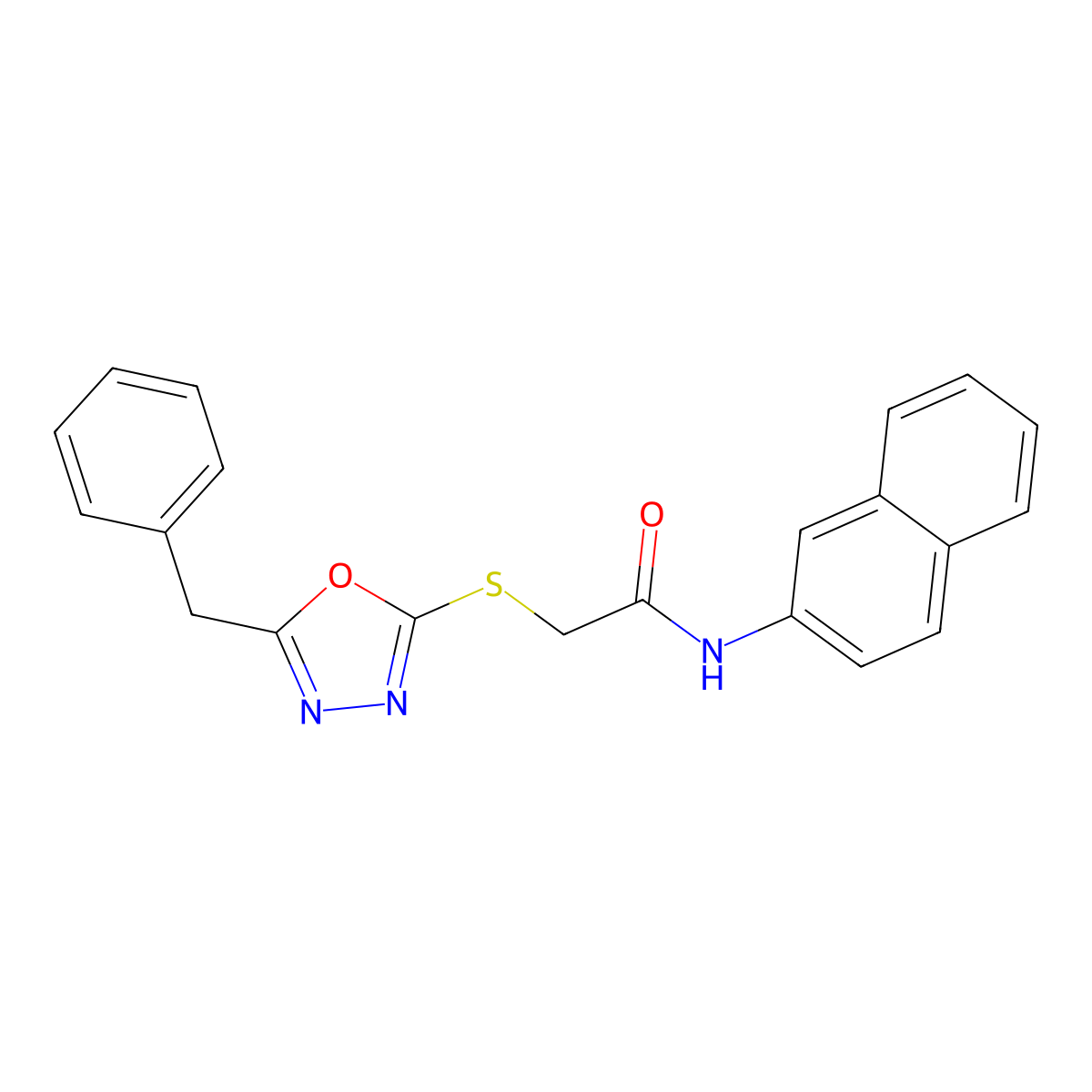 2-[(5-benzyl-1,3,4-oxadiazol-2-yl)sulfanyl]-N-naphthalen-2-ylacetamide molecular structure, CAS 693230-74-9