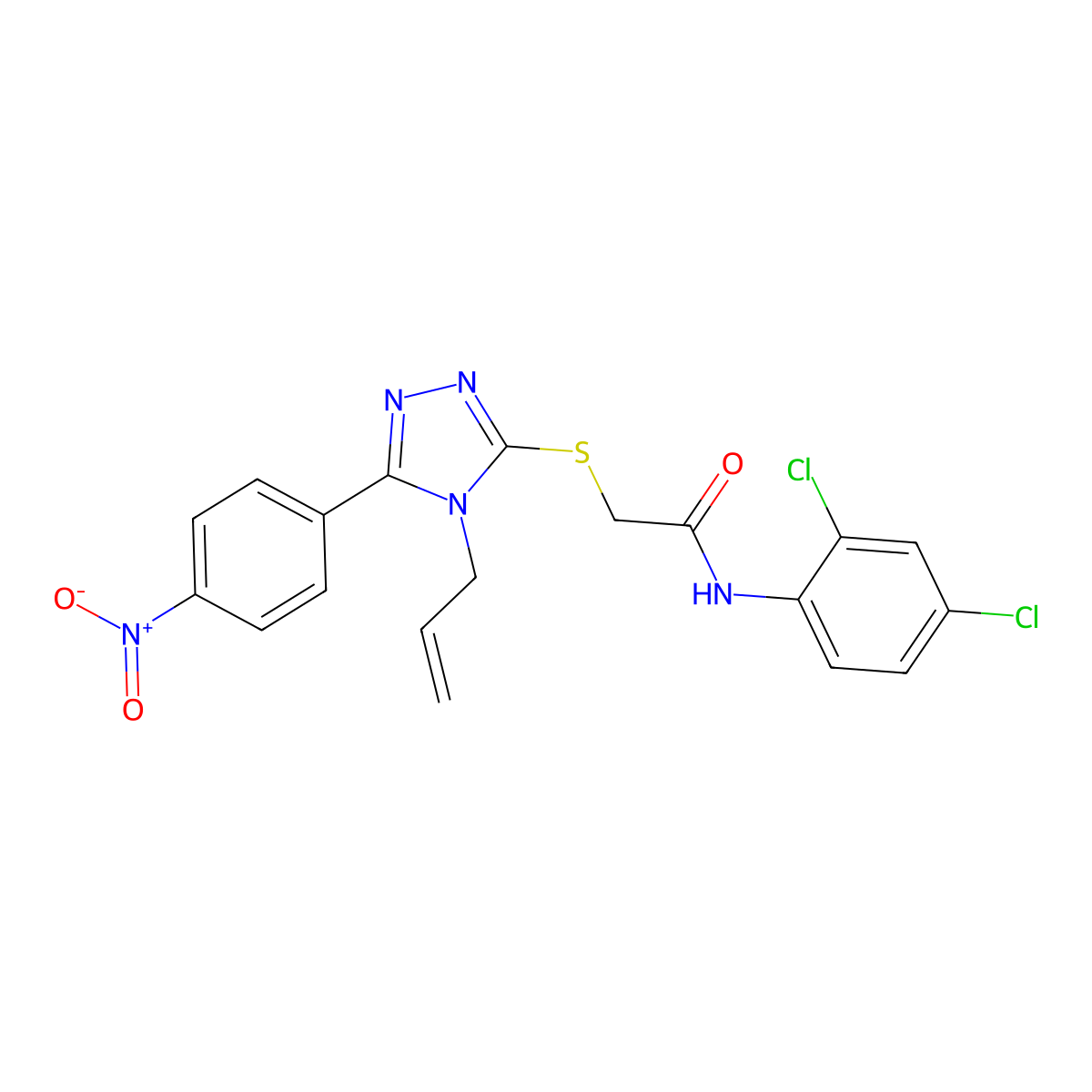 N-(2,4-dichlorophenyl)-2-[[5-(4-nitrophenyl)-4-prop-2-enyl-1,2,4-triazol-3-yl]sulfanyl]acetamide molecular structure, CAS 693230-89-6