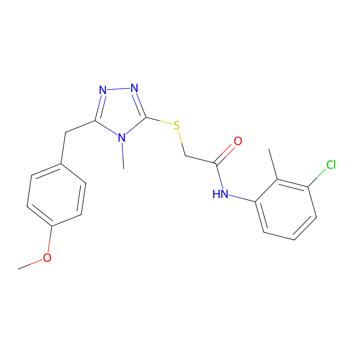 N-(3-chloro-2-methylphenyl)-2-[[5-[(4-methoxyphenyl)methyl]-4-methyl-1,2,4-triazol-3-yl]sulfanyl]acetamide molecular structure, CAS 693230-94-3