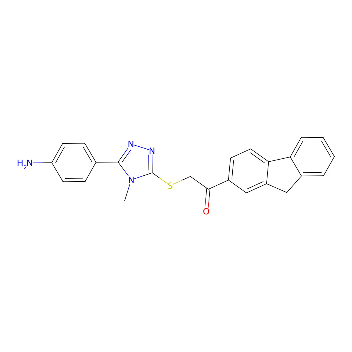 2-[[5-(4-aminophenyl)-4-methyl-1,2,4-triazol-3-yl]sulfanyl]-1-(9H-fluoren-2-yl)ethanone molecular structure, CAS 693231-06-0
