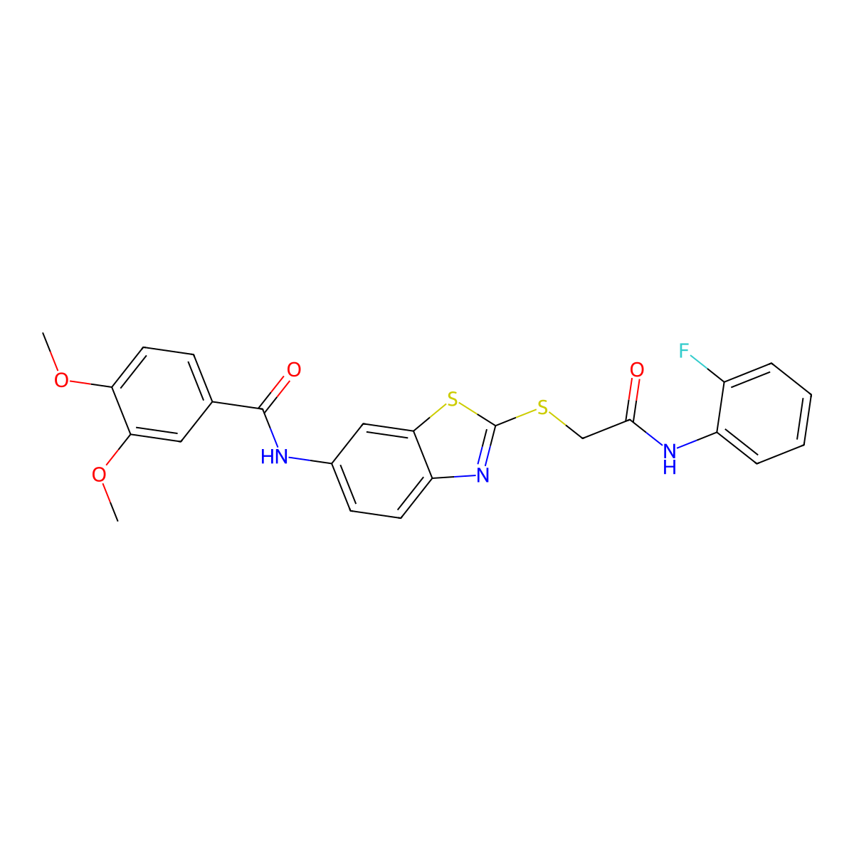 N-[2-({[(2-Fluorophenyl)carbamoyl]methyl}sulfanyl)-1,3-benzothiazol-6-YL]-3,4-dimethoxybenzamide molecular structure, CAS 693231-07-1
