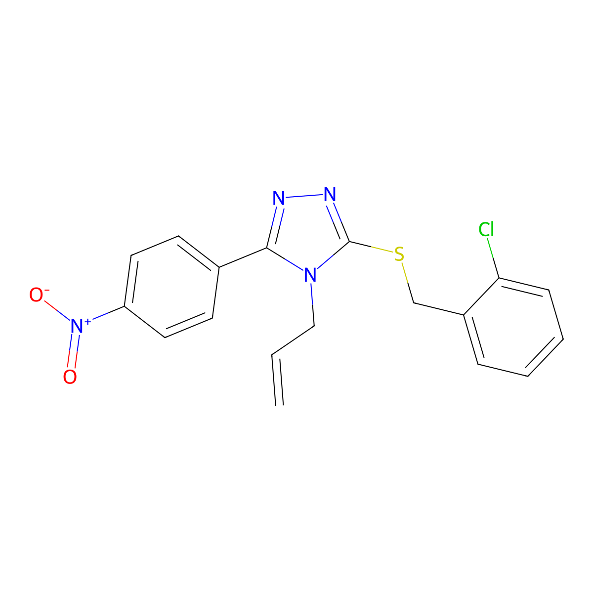 3-[(2-Chlorophenyl)methylsulfanyl]-5-(4-nitrophenyl)-4-prop-2-enyl-1,2,4-triazole molecular structure, CAS 693231-22-0
