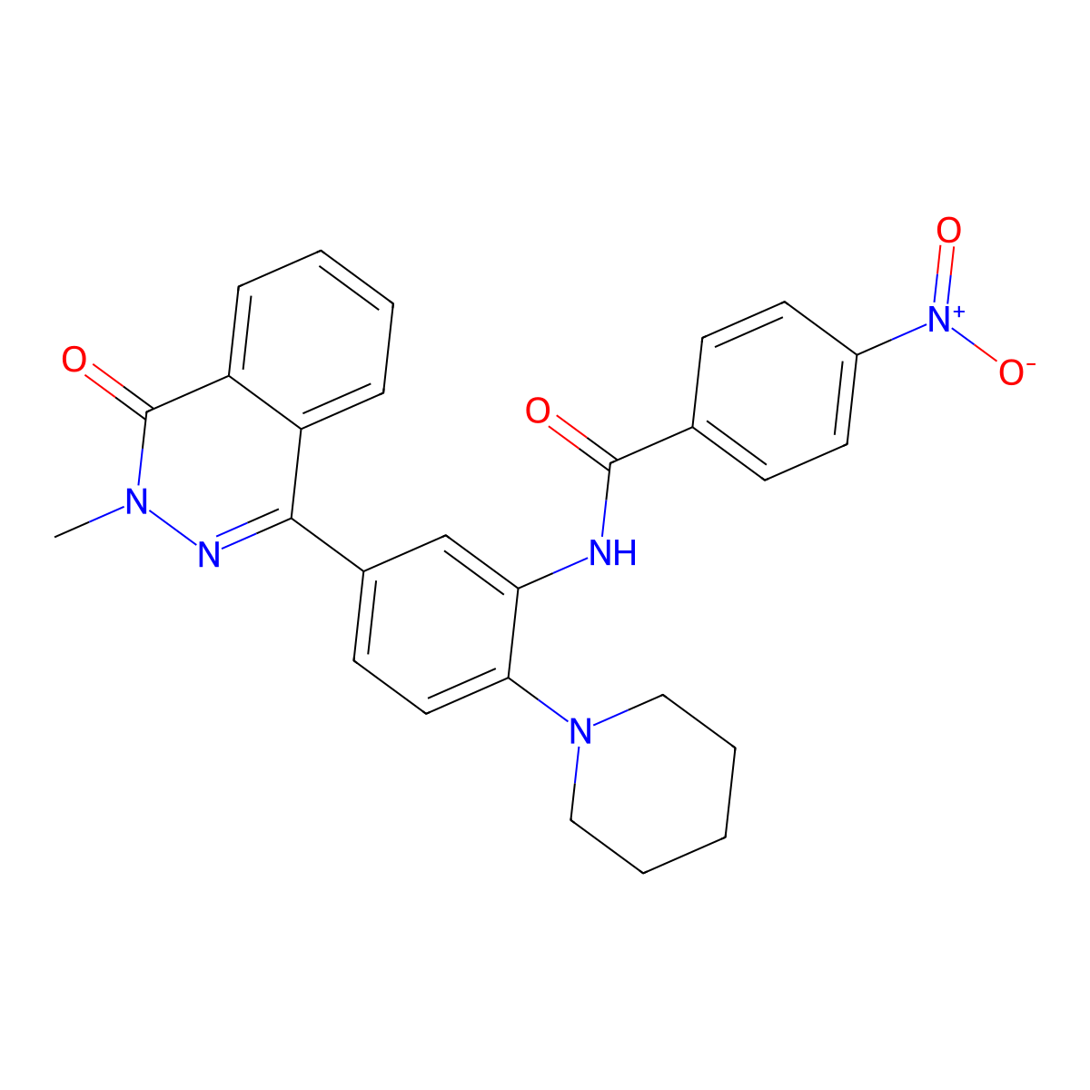N-[5-(3-methyl-4-oxophthalazin-1-yl)-2-piperidin-1-ylphenyl]-4-nitrobenzamide molecular structure, CAS 693231-34-4