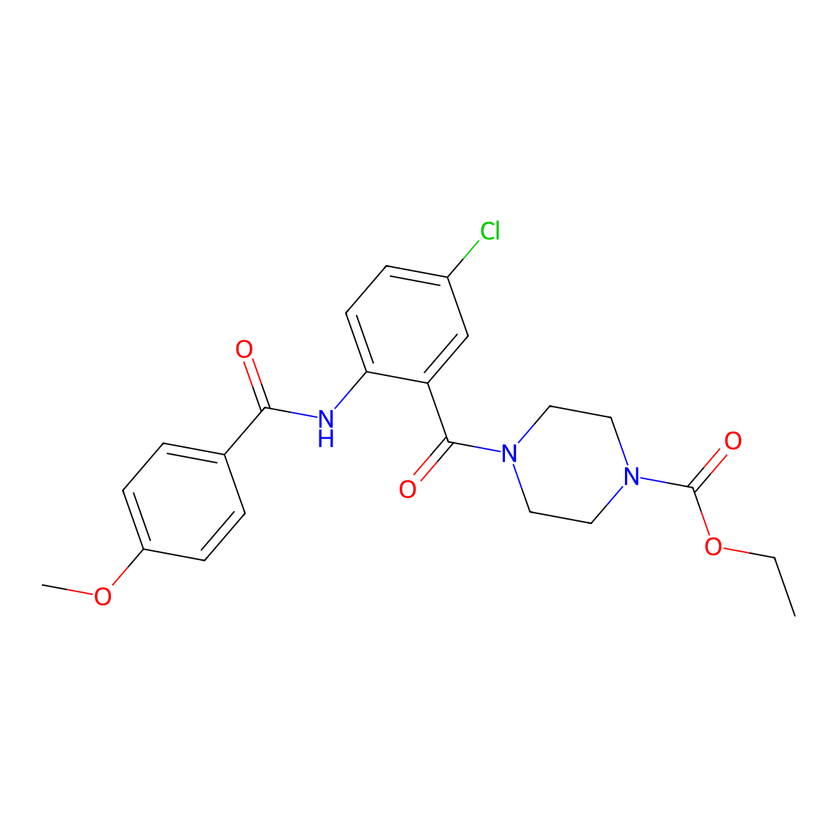 Ethyl 4-{5-chloro-2-[(4-methoxybenzoyl)amino]benzoyl}-1-piperazinecarboxylate molecular structure, CAS 693231-39-9