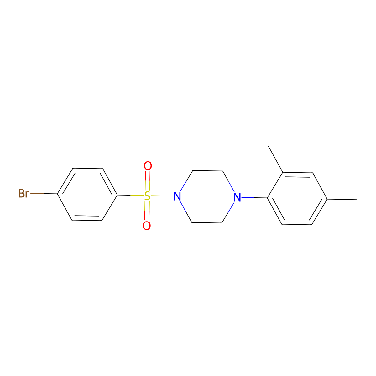 1-(4-Bromophenyl)sulfonyl-4-(2,4-dimethylphenyl)piperazine molecular structure, CAS 693231-45-7