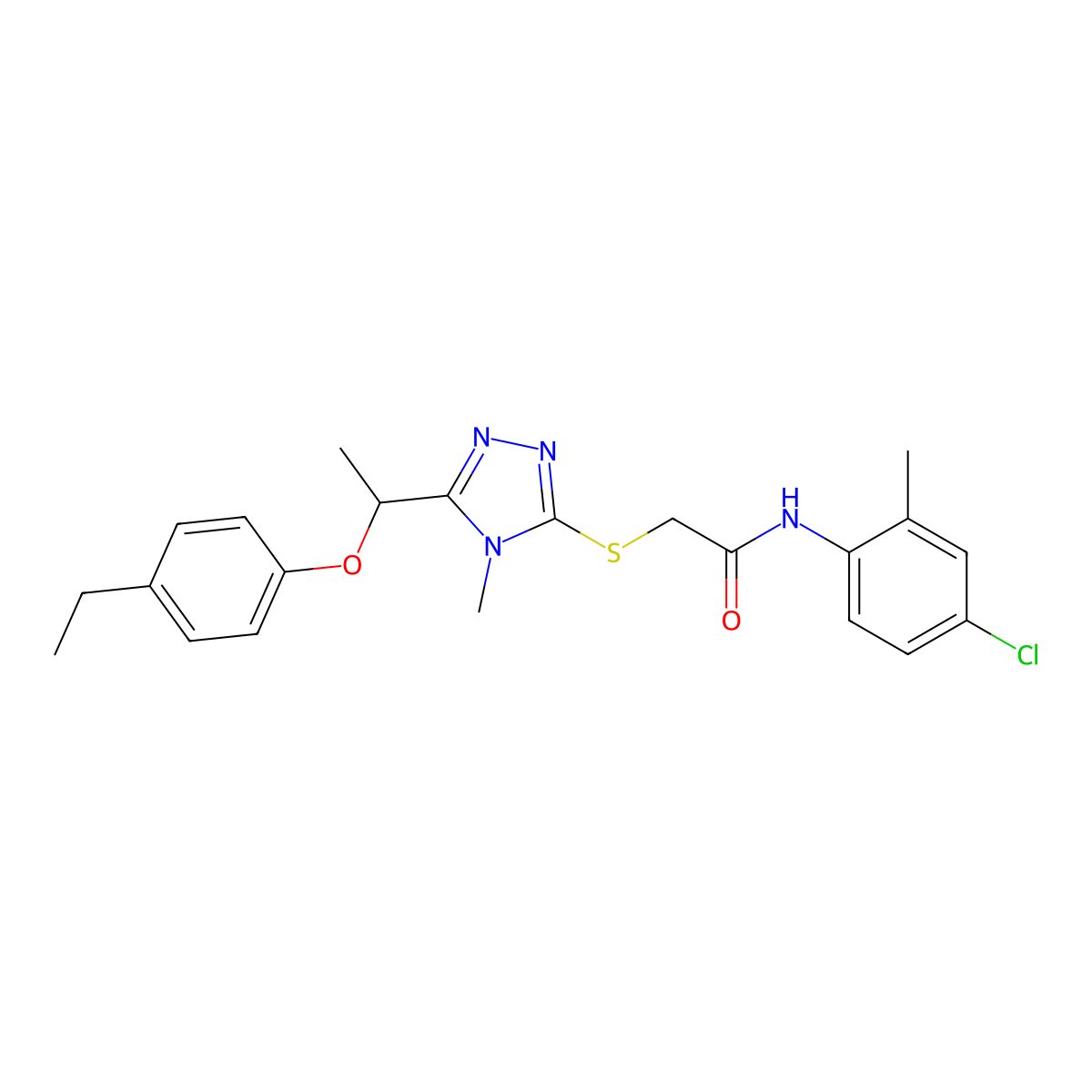 N-(4-chloro-2-methylphenyl)-2-({5-[1-(4-ethylphenoxy)ethyl]-4-methyl-4H-1,2,4-triazol-3-yl}sulfanyl)acetamide molecular structure, CAS 693231-46-8