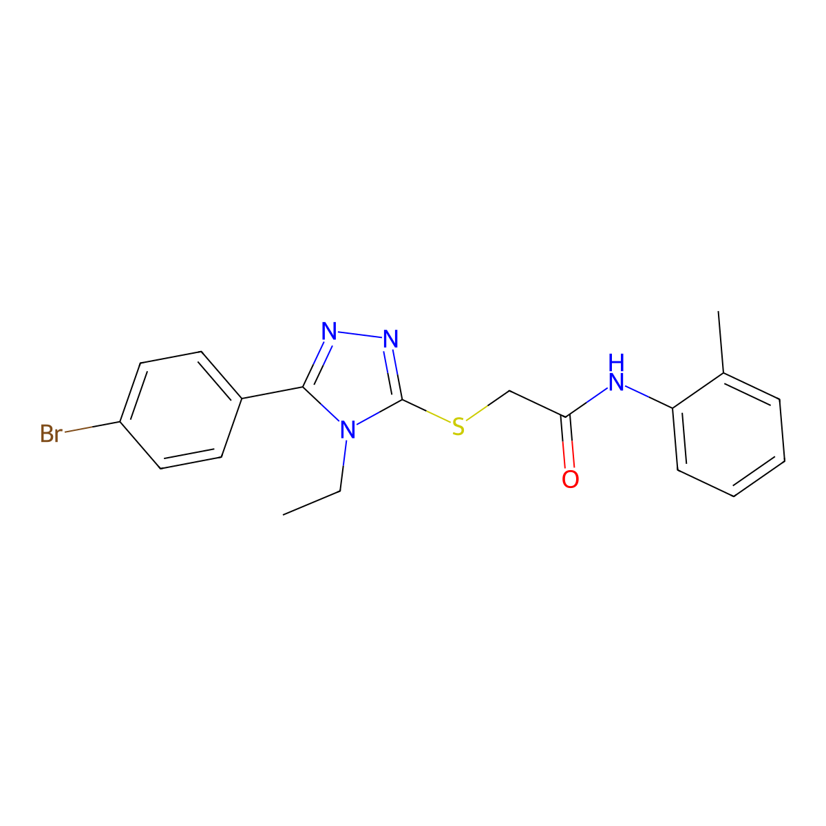 2-[[5-(4-bromophenyl)-4-ethyl-1,2,4-triazol-3-yl]sulfanyl]-N-(2-methylphenyl)acetamide molecular structure, CAS 693231-51-5