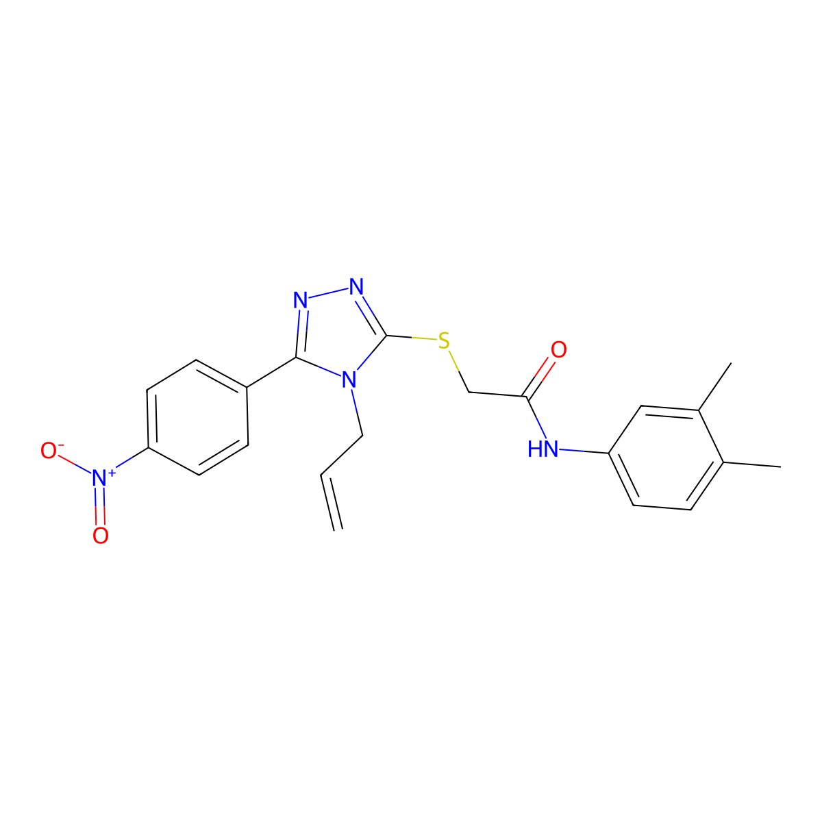 N-(3,4-dimethylphenyl)-2-[[5-(4-nitrophenyl)-4-prop-2-enyl-1,2,4-triazol-3-yl]sulfanyl]acetamide molecular structure, CAS 693231-59-3