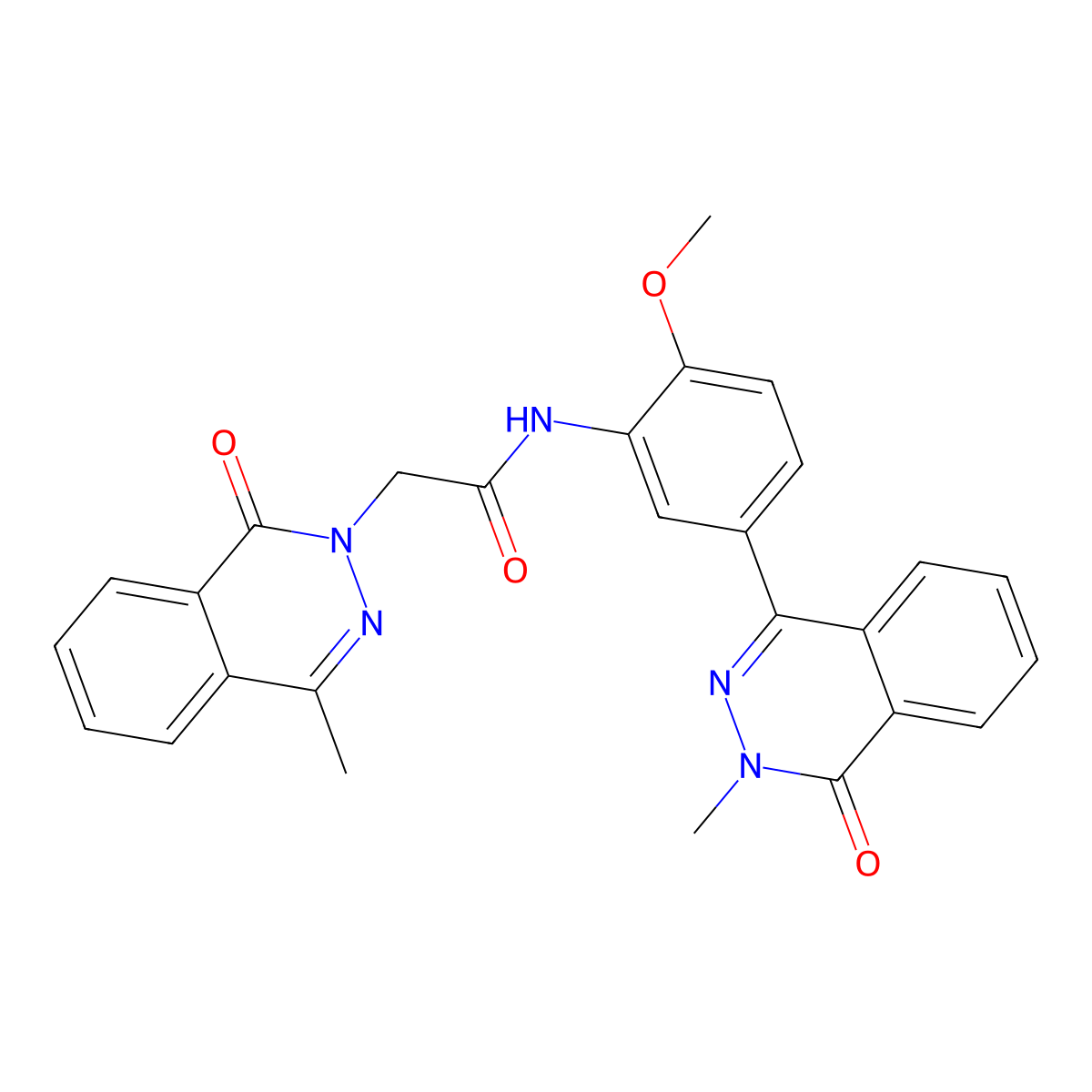 N-[2-methoxy-5-(3-methyl-4-oxophthalazin-1-yl)phenyl]-2-(4-methyl-1-oxophthalazin-2-yl)acetamide molecular structure, CAS 693231-63-9