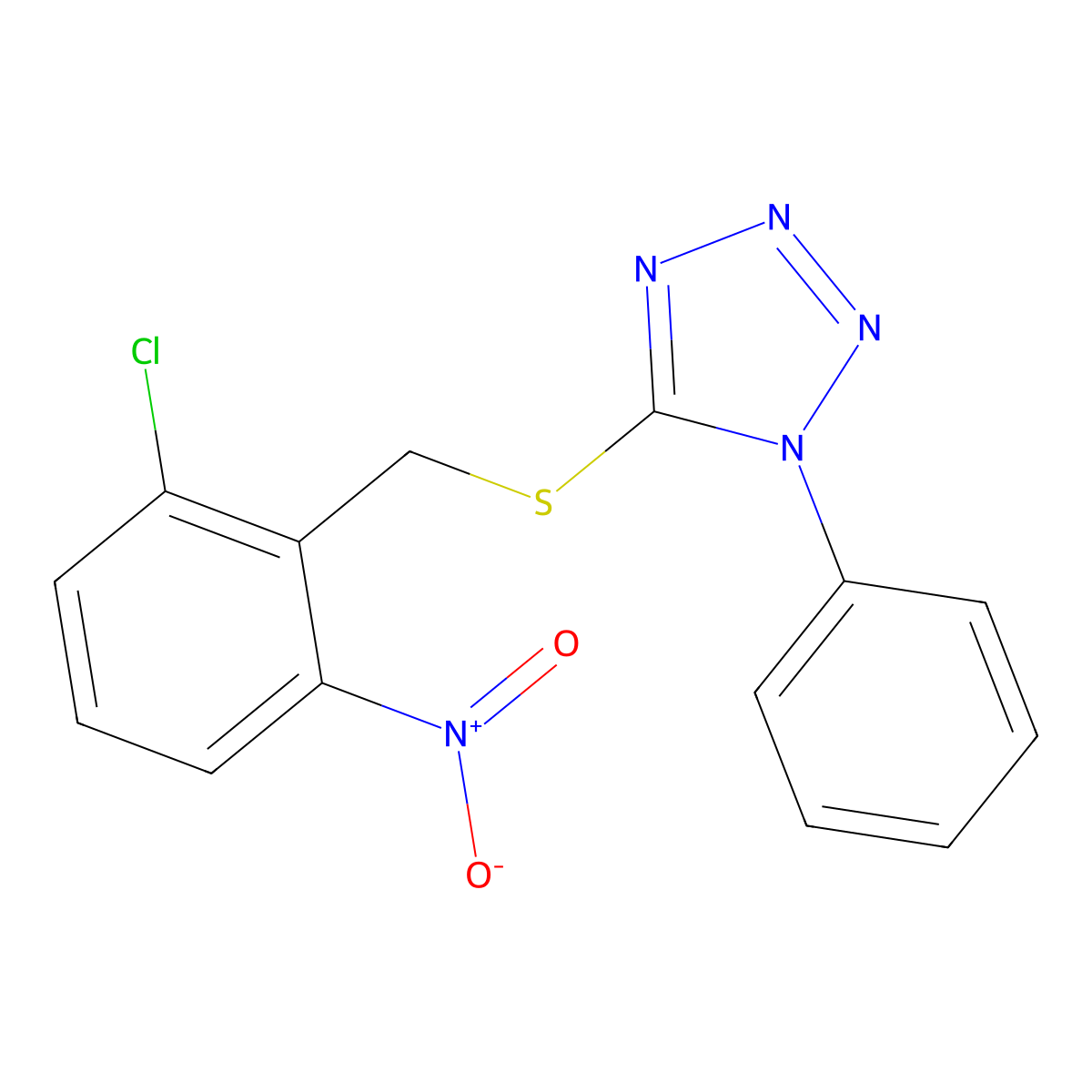 5-[(2-chloro-6-nitrobenzyl)sulfanyl]-1-phenyl-1H-tetrazole molecular structure, CAS 693231-65-1