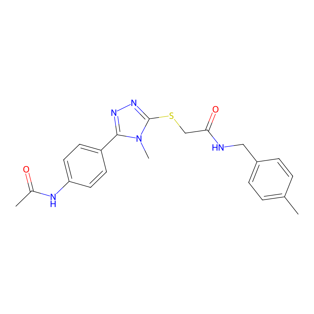 2-[[5-(4-acetamidophenyl)-4-methyl-1,2,4-triazol-3-yl]sulfanyl]-N-[(4-methylphenyl)methyl]acetamide molecular structure, CAS 693231-73-1