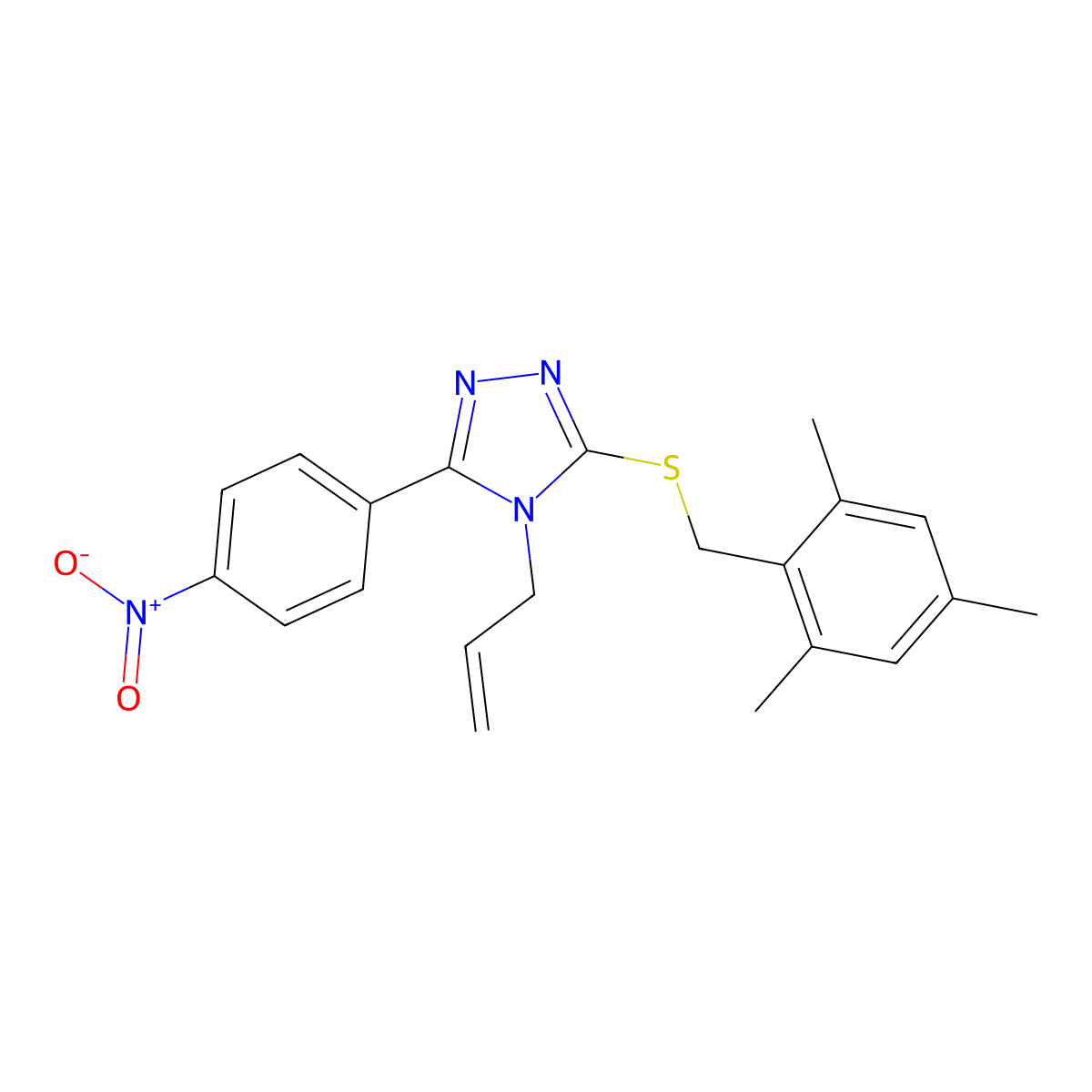 3-(4-Nitrophenyl)-4-prop-2-enyl-5-[(2,4,6-trimethylphenyl)methylsulfanyl]-1,2,4-triazole molecular structure, CAS 693231-80-0