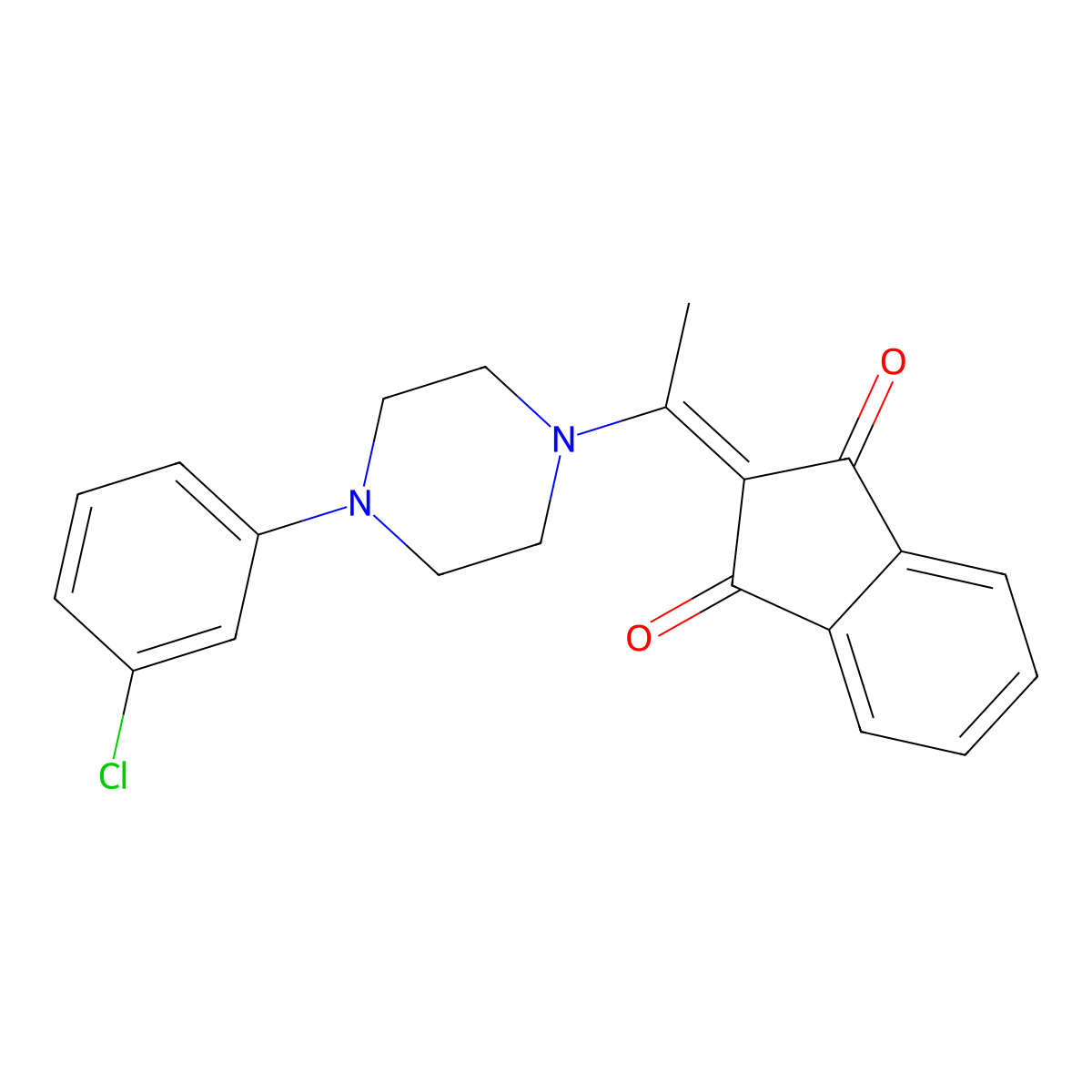 2-{1-[4-(3-chlorophenyl)piperazin-1-yl]ethylidene}-1H-indene-1,3(2H)-dione molecular structure, CAS 693231-82-2