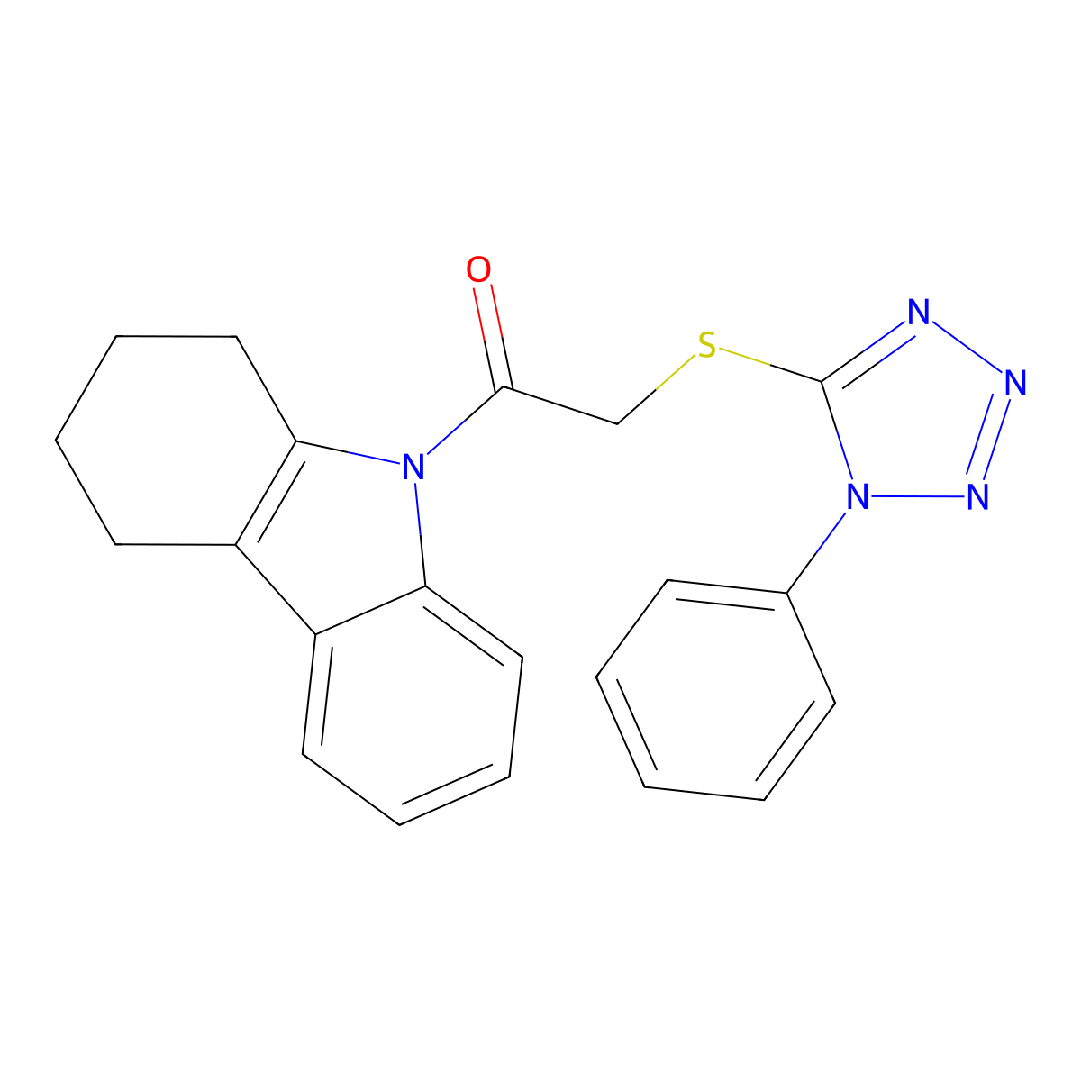 2-(1-Phenyltetrazol-5-yl)sulfanyl-1-(1,2,3,4-tetrahydrocarbazol-9-yl)ethanone molecular structure, CAS 693231-83-3