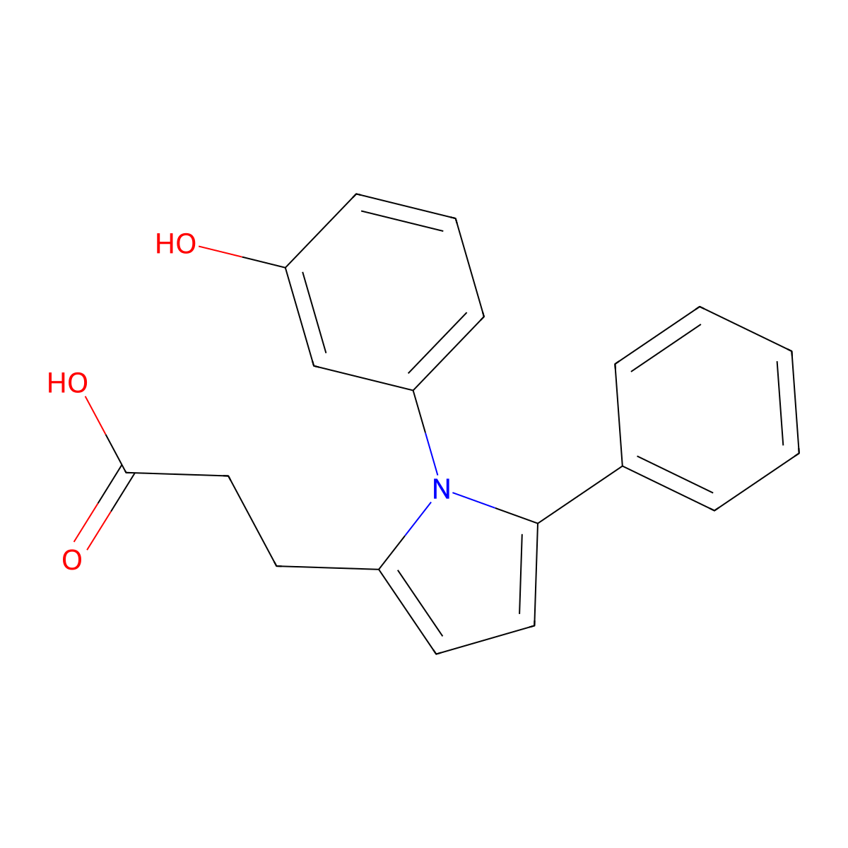 3-[1-(3-hydroxyphenyl)-5-phenyl-1H-pyrrol-2-yl]propanoic acid molecular structure, CAS 693232-20-1
