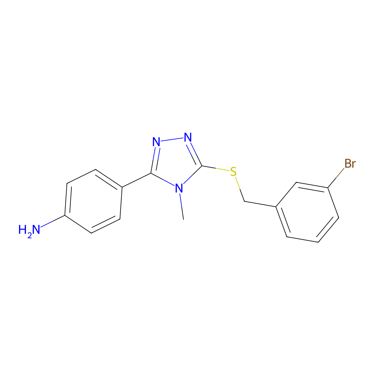 4-[5-[(3-Bromophenyl)methylsulfanyl]-4-methyl-1,2,4-triazol-3-yl]aniline molecular structure, CAS 693232-24-5