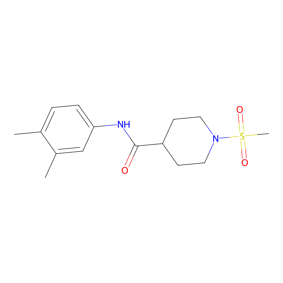 N-(3,4-dimethylphenyl)-1-methylsulfonylpiperidine-4-carboxamide molecular structure, CAS 693232-49-4
