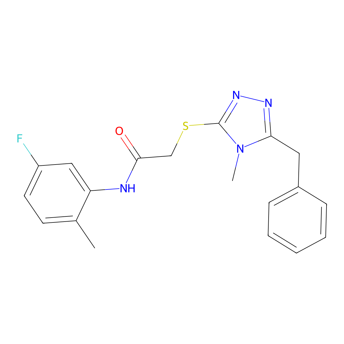 2-[(5-benzyl-4-methyl-1,2,4-triazol-3-yl)sulfanyl]-N-(5-fluoro-2-methylphenyl)acetamide molecular structure, CAS 693232-64-3