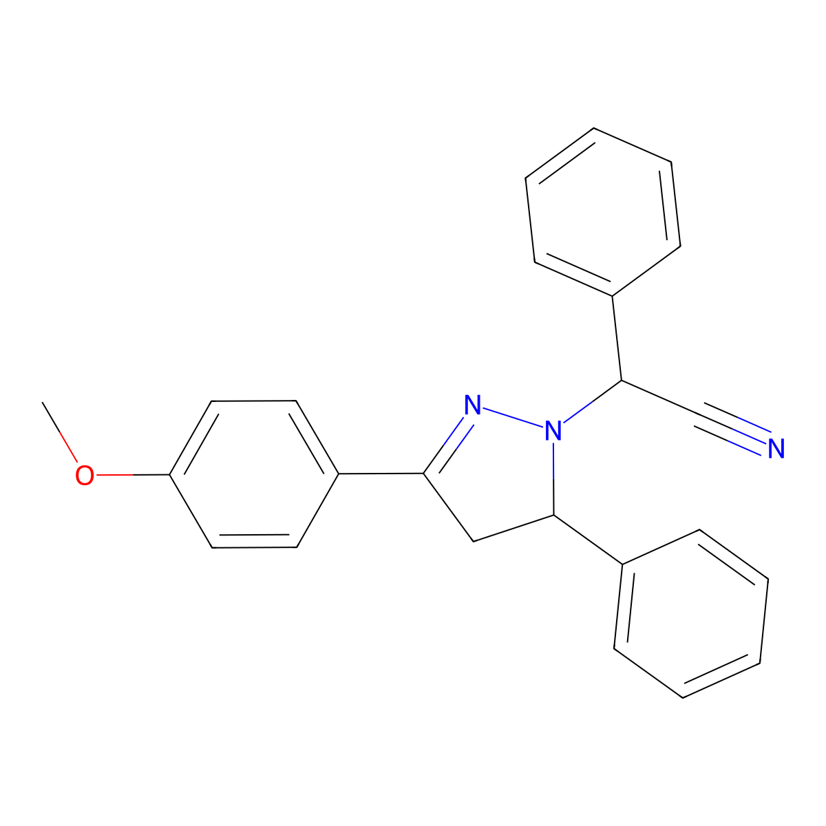 [3-(4-methoxyphenyl)-5-phenyl-4,5-dihydro-1H-pyrazol-1-yl](phenyl)acetonitrile molecular structure, CAS 693232-70-1