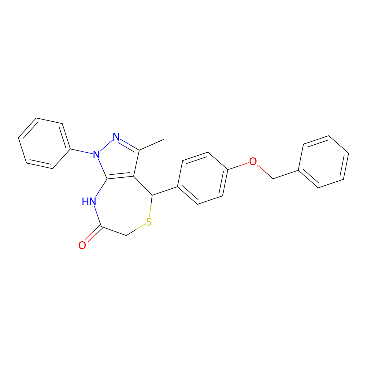 4-(4-(benzyloxy)phenyl)-3-methyl-1-phenyl-6,8-dihydro-1H-pyrazolo[3,4-e][1,4]thiazepin-7(4H)-one molecular structure, CAS 693232-81-4