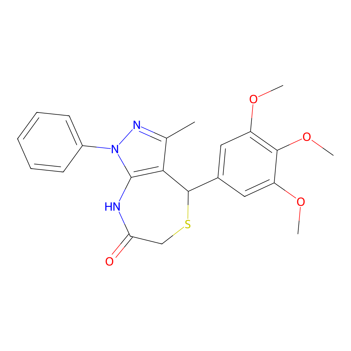 3-methyl-1-phenyl-4-(3,4,5-trimethoxyphenyl)-4,8-dihydro-1H-pyrazolo[3,4-e][1,4]thiazepin-7(6H)-one molecular structure, CAS 693232-83-6