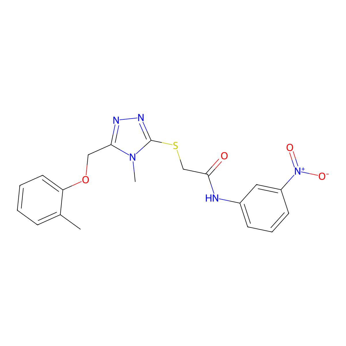 2-[[4-methyl-5-[(2-methylphenoxy)methyl]-1,2,4-triazol-3-yl]sulfanyl]-N-(3-nitrophenyl)acetamide molecular structure, CAS 693232-84-7