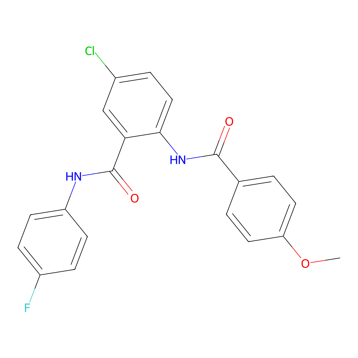 5-chloro-N-(4-fluorophenyl)-2-[(4-methoxybenzoyl)amino]benzamide molecular structure, CAS 693232-97-2
