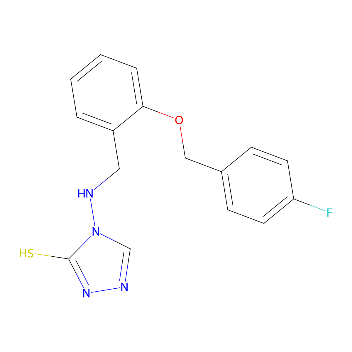 4-({2-[(4-fluorobenzyl)oxy]benzyl}amino)-4H-1,2,4-triazole-3-thiol molecular structure, CAS 693233-25-9