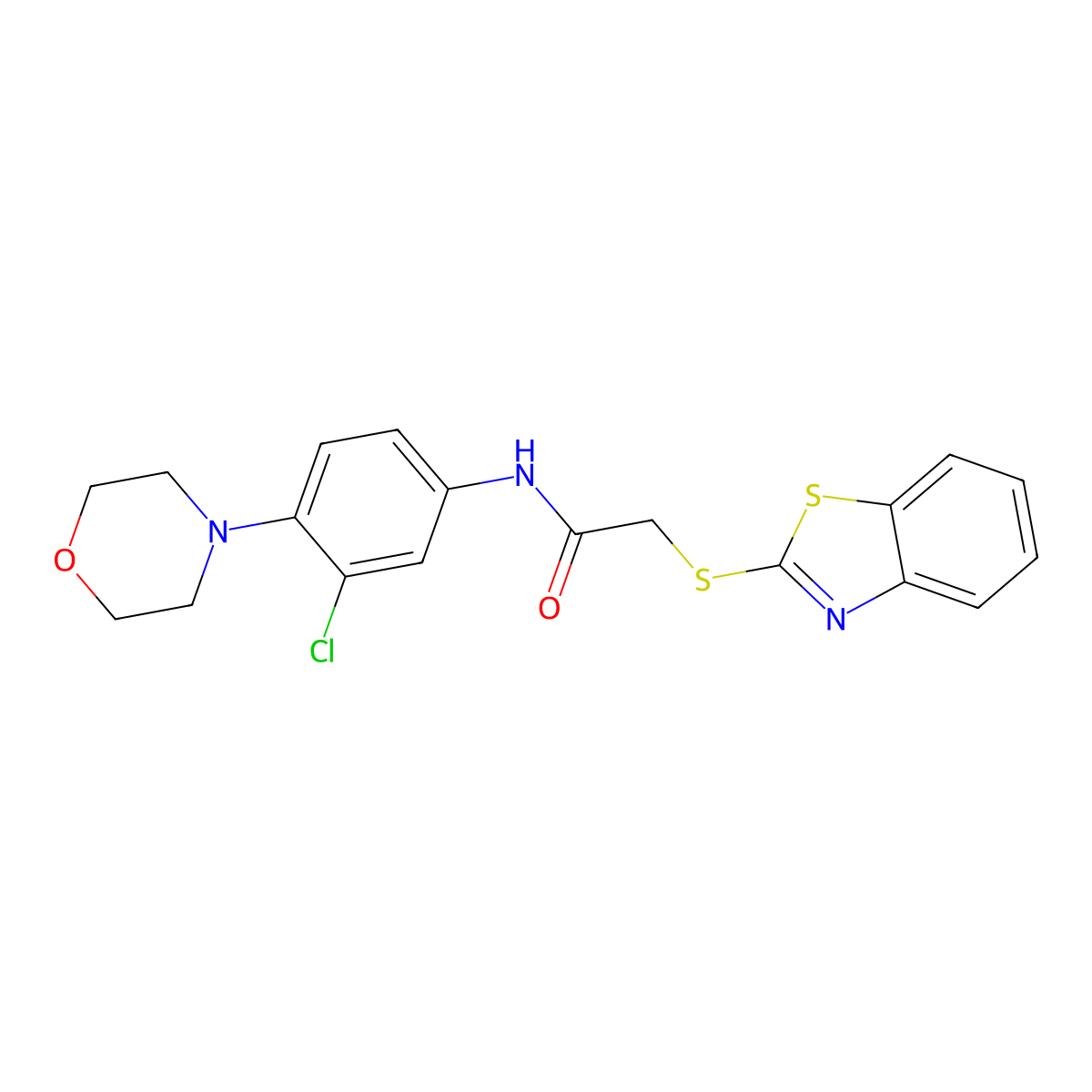 2-(1,3-benzothiazol-2-ylsulfanyl)-N-(3-chloro-4-morpholin-4-ylphenyl)acetamide molecular structure, CAS 693233-28-2